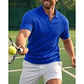 ieftine Cămașă pentru bărbați-Bărbați Mată Tricou sport Tricou POLO Cămașă de tenis Tee de tenis Manșon scurt Uscare rapidă Elastic Confortabil la umezeală Respirabil Tenis Alergat Încălțăminte de golf Răsfrânt Cămașă Kaki Negru