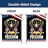 olcso Kerti zászlók, Banner-2 db 250. évfordulós amerikai kerti zászló &amp;transzparens zászló, nem redőzött legyezőzászló, kétoldalas hazafias sas mintázat amerikai zászlókkal, emlék 1776-2026, 12 x 18 hüvelyk &amp;2 x 4 láb