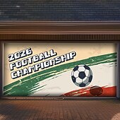 cheap Garage &amp; Door Banners-2026 Football Championship Soccer Ball Vintage Grunge Stripes Garage Door Banner Mural Outdoor House Yard Decor Sports Fan Celebration Backdrop Large Sign