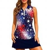 economico Camicia Donna-250° anniversario dell'America Giornata dell'indipendenza Per donna Bandiera Nazionale Maglietta sportiva Polo da golf Maglia da tennis Senza Maniche Cerniera Floreale UPF50+ Resistente ai Raggi UV