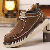 abordables Zapatos Informales con Cordones-Mocasines casuales de gamuza color camel para hombre, con cordones, cómodos para caminar, ligeros, con puntera mocasín, ideales para uso diario, viajes, conducir, la oficina, el tiempo libre de fin de semana y looks casuales elegantes.
