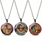  Set di 3 pezzi per la collana del 250° anniversario degli Stati Uniti: ciondolo con aquila 2D e bandiera americana, gioiello commemorativo patriottico, oggetto da collezione 1776-2026, Giorno dell'Indipendenza, 4 luglio, regalo per l'orgoglio americano.
