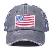 economico 250° Anniversario degli Stati Uniti-Cappellino da baseball patriottico in cotone lavato con stella della bandiera americana ricamata, cappellino da camionista vintage effetto invecchiato con rete per uomo e donna, 4 luglio, giorno