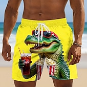  Per uomo Coccodrillo Divertente animali dei cartoni animati Costumi da bagno Pantaloncini da mare Pantaloncini da Surf Misura del girovita medio Hawaiano Vacanza al Mare Tasche Laterali fodera in