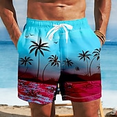 economico Piante e Fiori Tropicali-Per uomo Albero di Cocco Piante Tropicali Costumi da bagno Costumi da bagno Pantaloncini da bagno Pantaloncini da Surf Misura del girovita medio Hawaiano Vacanza al Mare Tasche Laterali fodera in