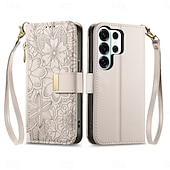cheap 2026 Samsung Galaxy S26 Series-Phone Case For Samsung Galaxy S26 S26 Plus S26 Ultra Wallet Case Flip Cover with Stand Holder Zipper with Wrist Strap Tree Retro TPU PU Leather