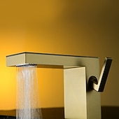 abordables Robinets de lavabo-Robinet de salle de bain cascade, robinet de lavabo à haut débit, mitigeur de lavabo en laiton à montage sur plage, robinet de lavabo monotrou à poignée unique, robinet de meuble-lavabo