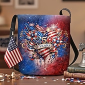 cheap Accessories-Women's Polyester Flocked Crossbody Bag with Adjustable Strap, Patriotic 250th Anniversary &amp; Independence Day Design, Perfect for Daily Casual Use and American Celebration Events