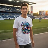  Calcio mondiale Abbigliamento sportivo Maglietta grafica Football americano Tifoso di calcio francese Patriotico Corte per Per uomo Adulti Stampa 3D  per Feste Sport all'Aperto