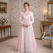 cheap Dresses-Renaissance 19th Century Regency Period Dress Long Sleeves Princess Gentlewoman Floral Two Piece Fancy Dress Women's Royal Halloween Carnival Masquerade Renaissance Fair Retro Theme Party Adults'