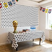 رخيصةأون مباراة كرة القدم العالمية 2026-طقم من 3 مفارش طاولة لكرة القدم، مناسبة لمباريات الصيف العالمية، مقاس 54 × 108 بوصة، غطاء طاولة من البولي إيثيلين المقاوم للماء للاستخدام مرة واحدة، زينة طاولة لحفلات ذات طابع رياضي، مثالية لأعياد