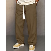 ieftine pantaloni casual-Bărbați Pantaloni Pantaloni casual Cordon Buzunar Simplu Confort Respirabil Lungime totală Casual Zilnic Casă Vacanță Modă Cămilă Gri Inelastic