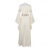 voordelige Jurk-Set Vintage Middeleeuws Renaissance Jurken met accessoires Lange Mouwen Prinses Fee Kostuum Dames Fantasie Halloween Carnaval Renaissance beurs LARP Volwassenen Kleding