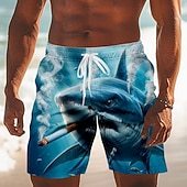  Herren Tiermotiv Hai Badehosen Badeanzüge Badeshorts Boardshorts Mittlere Taille Lustig Strandurlaub Seitentaschen Netzfutter Elastischer Kordelzug in der Taille Designer Bekleidung