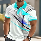 economico Polo geometrica da uomo-Per uomo Geometrico Polo Manica Corta Magliette polo Camicie con Colletto Business Casual All'aperto Athleisure Abbigliamento quotidiano Stampa 3D Bottoni Primavera &amp; Estate Blu azzurro cielo Giallo