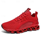 abordables Zapatillas de Correr para Hombres-Zapatillas deportivas rojas para hombre, transpirables, con cordones, ideales para noches de resort, paseos de vacaciones, viajes informales, ocio al aire libre, estilo urbano y looks nocturnos de vacaciones.