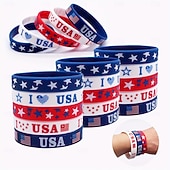 economico 250° Anniversario degli Stati Uniti-18 braccialetti patriottici in silicone – rosso, bianco &amp;design bandiera blu degli Stati Uniti, braccialetti regolabili multicolori per il 4 luglio, il Memorial Day, bomboniere