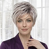 Недорогие старший парик-Элегантный короткий светлый парик-пикси для женщин — текстурированный с мягкими слоями.