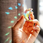 お買い得  壁の彫刻-1/6個 50mm レインボームーンクリスタルサンキャッチャープリズムペンダント 家庭、オフィス、庭の装飾用工芸品 レインボーメーカー ウィンドウペンダント