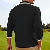 cheap Men's Classic Polo-Men's Golf Shirt Golf Polos Shirts Casual Street Lapel Long Sleeve Basic Modern Plain Buttons Spring Fall Regular Fit Black White Red Navy Blue Dark Grey Light Blue Golf Shirt