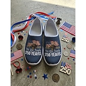  Men's Patriotic Breathable Mesh Slip-On Sneakers – Eagle and Flag Design for Parades, 4th of July, USA Anniversary and National Celebrations