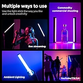 cheap Decorative Lights-RGB Tube Light, Magnetic Handheld Light Stick, 360°Full Color LED Video Lighting Wand, 2500K-9900K, 21 Scenes, CRI 96+, for Studio Photography Vlog Recording Streaming