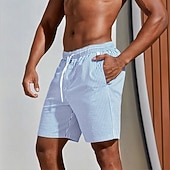 billiga Geometrisk tryck-Herr Geometrisk Randig Badshorts Boardshorts Medium Midja Business Casual Utomhus Semester Vardag Sidfickor Mesh foder Elastisk dragsko i midjan Designer Kläder