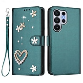 economico 2026 Samsung Galaxy S26 Serie-telefono Custodia Per Samsung Galaxy S26 S26 Plus S26 Ultra per Donna Ragazza con Supporto Slot per Carte Fiore Floreale TPU Pelle PU