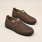 billiga Slip-On vardagsskor-Herrbruna slip-on casualskor, andningsbara, lätta och bekväma promenadloafers för vardagsbruk, kontor, resor, bilkörning, helgfritid och enkel smart casual-stil