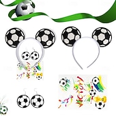 abordables Partido de Fútbol Mundial 2026-Kit para fanáticos del partido mundial de fútbol de verano de EE. UU., Canadá y México 2026, accesorios para porristas, diademas, aretes, tatuajes adhesivos y accesorios para porristas y apoyo