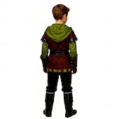 baratos Conjuntos-Conjunto Medieval Renascentista chique Calças Cinto Camisa com acessórios Manga Comprida Elfo Ranger Fantasia Para Meninos Fantasia Dia Das Bruxas Carnaval feira renascentista Crianças Camisa Calças