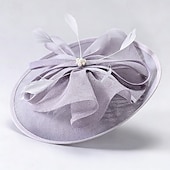 economico Fascinatori-Fascinator Sinamay Matrimonio Compleanno Elegante Vintage Carino Con Piuma Perle Copricapo Copricapo