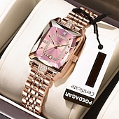 billige Kvartsklokker-Morsdagsgave dameklokke, firkantet urskive i roségull med glitrende krystaller, vanntett kvarts armbåndsur i rustfritt stål, elegant klokkesmykke til kona, urskiver i flere farger