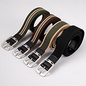 preiswerte Herren-Gürtel-Herren Gürtel Verstellbar Chrom Segeltuch Streetwear Zeitgenössisch Freizeit Farbblock Schwarz Braun Täglich Outdoor Taillengürtel