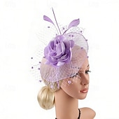 cheap Fascinators-Fascinators Feather Net Wedding Birthday Vintage Cute With Feather Flower Headpiece Headwear