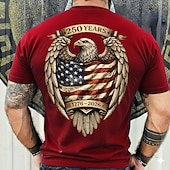 cheap Patriotic 250 T-shirts-4th of July 2026 250th Memorial Day Men's Patriotic Patriot 3D Print US Flag Crew Neck Short Sleeve T-Shirt Daily Street