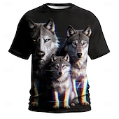  Herren Tiermotiv Wolf T Shirt Kurzarm T-Shirt 3D-Druck Rundhalsausschnitt Hemd Übertrieben Designer Party Ferien Schwarz Sommer Frühling Bekleidung S M L XL XXL XXXL