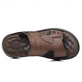 ieftine Sandale casual-Sandale de vară pentru bărbați, maro deschis, cu barete reglabile – piele moale, ușoare, casual, perfecte pentru plajă, activități în aer liber și utilizare zilnică