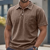 economico Polo classica da uomo-T-shirt da Uomo SoftFade™ 100% Cotone con Effetto Lavaggio Acerbo Maglietta Golf Casual per Vacanze Colletto Polo a Coste Manica Corta Moda Base Piana Vintage Distressed Estate Primavera Vestibilità