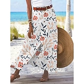  女性用 バケーションスカート ファッション カジュアル マキシ ハイウエスト スカート フラワー プリント マイクロエラスティック 日常 ストリート ブルー ピンク グリーン 夏 ポリエステル