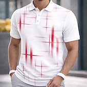 baratos Polo Geométrico Masculino-Homens Geométrico Linha Camisas Polo Manga Curta Camisas polo Camisas de colarinho Casual Roupa Esportiva Botões Primavera Verão Azul Preto Amarelo