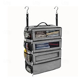 رخيصةأون تخزين الأمتعة والسفر-حقيبة تخزين معلقة كبيرة السعة، 4 طبقات، قابلة للطي، متعددة الوظائف، مناسبة لتخزين الملابس، الشماعات، الأمتعة، والملابس الخارجية