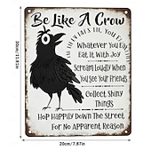 olcso fali szobrok-légy olyan, mint egy varjú vintage fém tábla, vicces pozitív falikép, varjú művészeti fali plakett humoros idézettel, rusztikus parasztház dekoráció otthoni irodába, konyhába és bárba, inspiráló