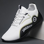 billiga Vardagssneakers-Herrsneakers i vitt och röd konstläder – lätta, stödjande och trendiga för utomhussporter och aktiviteter