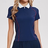 billige Dame skjorte-Dame Lapper Atletisk skjorte POLO T-skjorte Tanktopp Tennisskjorte Kortermet Quarter Zip Elastisk Svettereduserende Pustende Tennis Golf Pickleball Aftæpning Topper Mørkeblå Tennis klær