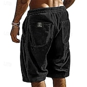  Męskie Szorty Szorty na co dzień Sztruksowe szorty Kieszeń Elastyczny pas Równina Oddychający Do kolan Na zewnątrz Urlop Dzienne zużycie Urlop Moda Czarny Biały Średnio elastyczny