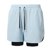 お買い得  ランニングショーツ-男性用 ランニングショーツ アスレチックショーツ ジムショーツ ドローストリング ポケット 2 イン 1 コンプレッションライナー付き ショートパンツ カジュアル 日常 アウトドア 夏 春 速乾性 ライトウェイト 吸汗性 ジムトレーニング 屋外 アスレチック レギュラー スポーツウェア アクティブウェア ブルー ブラック カモフラージュ