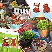 voordelige Beelden-30 mini-beeldjes van Schotse hooglandkoeien, decoratieve kleine dieren van hars voor tuin- en miniatuurlandschappen, poppenhuizen, mos-terrariums en taartdecoratie.