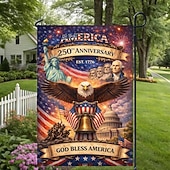 cheap 250th Anniversary-U.S. 250th Anniversary America Garden Flag Patriotic Artwork Featuring Eagle Liberty and Historic Icons Celebrating US Heritage Outdoors deco