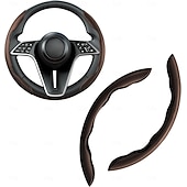 abordables Servicio de Vehículo-Funda antideslizante de silicona y fibra de carbono para volante de coche, ajuste universal, protector de volante segmentado con clip, funda antideslizante para las cuatro estaciones, compatible con